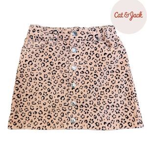 Target Cat & Jack Girls Brown Leopard Print Skirt Button Down Front Large 10/12